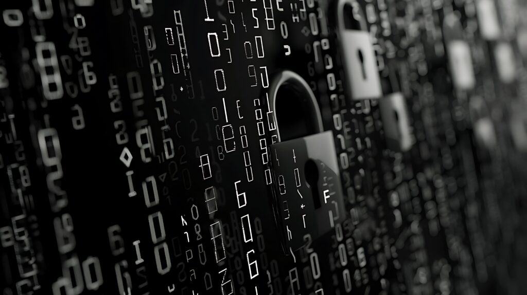 secure data padlock binary code